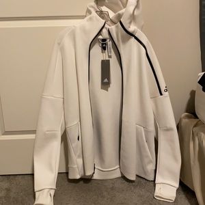 Nwt adidas men’s zip up white hoodie